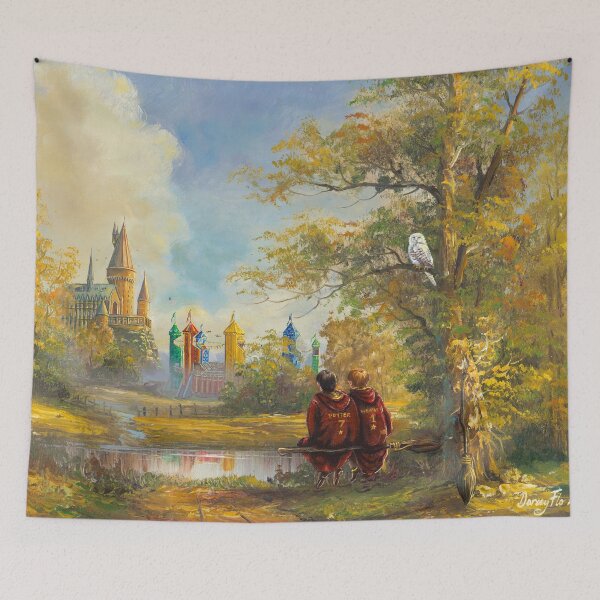 Item preview, Harry and Ron Quidditch Practice | Oil Painting Print | Weasley | Hogwarts | Gryffindor | Potter | Fantasy Art designed and sold by DarceyFloArt.