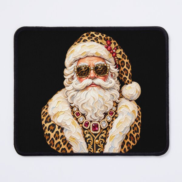 Item preview, Glam Santa Leopard Print Bling Christmas Portrait designed and sold by AmiGraph.