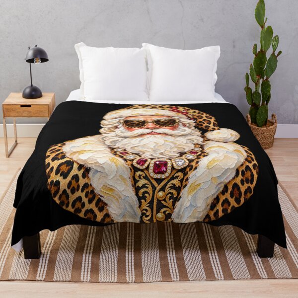 Item preview, Glam Santa Leopard Print Bling Christmas Portrait designed and sold by AmiGraph.