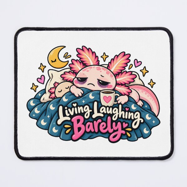 Item preview, Living. Laughing. Barely. Pink Axolotl Folk Art Illustration designed and sold by FavePopCulture.