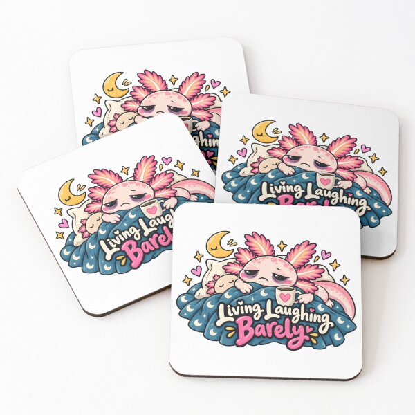 Item preview, Living. Laughing. Barely. Pink Axolotl Folk Art Illustration designed and sold by FavePopCulture.