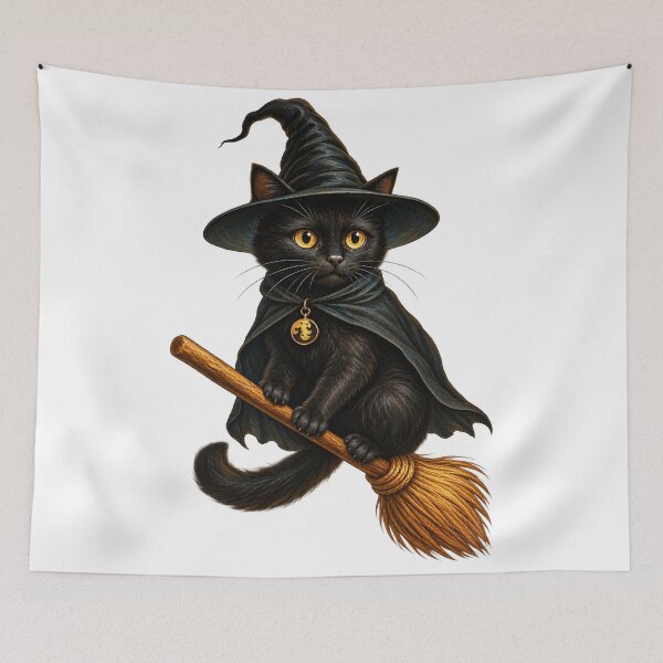 Item preview, Black Flying Witch Cat designed and sold by Whatever Works.