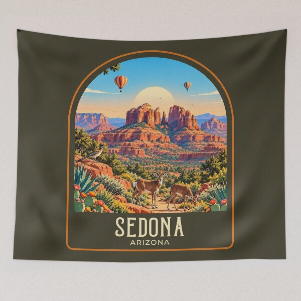 Artikelvorschau, Sedona Vintage Reiseillustration entworfen und verkauft von HomeLivingCo.