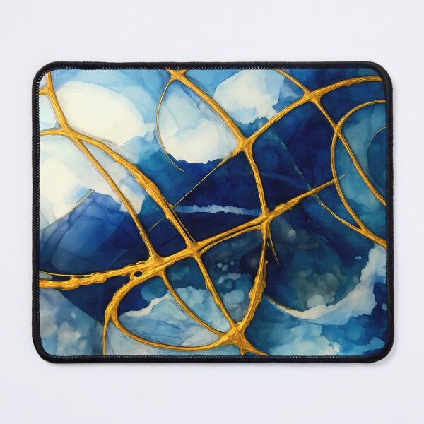 Item preview, Blue and Gold Abstract Art – Luxury Modern Fluid Porcelain Aesthetic designed and sold by VincentLitoux.