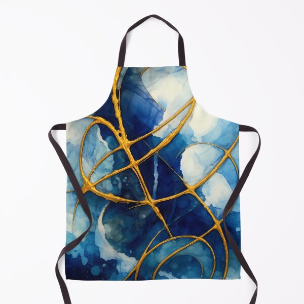 Item preview, Blue and Gold Abstract Art – Luxury Modern Fluid Porcelain Aesthetic designed and sold by VincentLitoux.