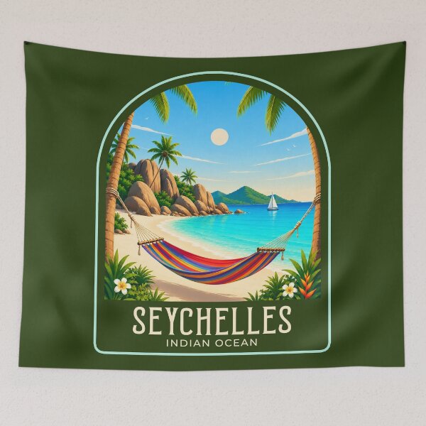 Artikelvorschau, Vintage-Reiseillustration der Seychellen entworfen und verkauft von HomeLivingCo.