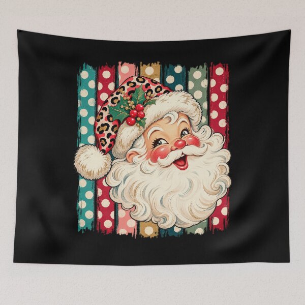 Item preview, Retro Santa Claus Colorful Stripes Polka Dot Christmas Leopard Art designed and sold by AmiGraph.