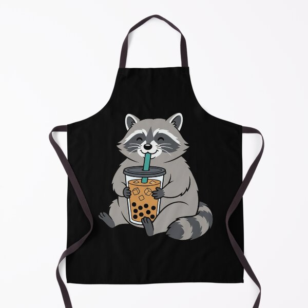 Item preview, Chubby trash panda raccoon sitting cross-legged sipping a giant iced coffee drink with boba straw, clean sticker vector art Graphic T-Shirt designed and sold by ImadDesignsArts.