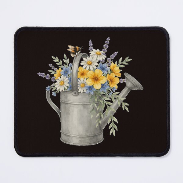 Item preview, Vintage Watering Can with Wildflowers & Bee designed and sold by NatArtSA.