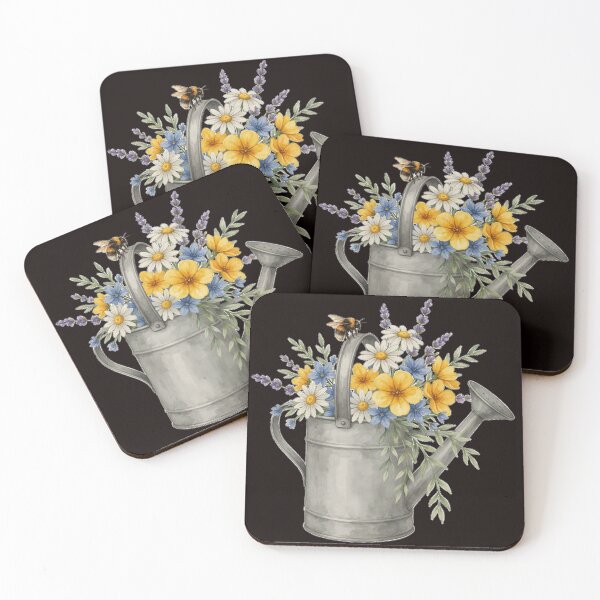 Item preview, Vintage Watering Can with Wildflowers & Bee designed and sold by NatArtSA.