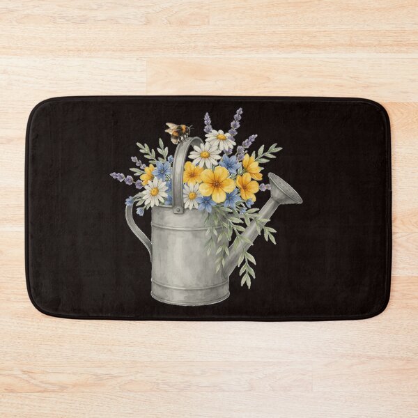 Item preview, Vintage Watering Can with Wildflowers & Bee designed and sold by NatArtSA.