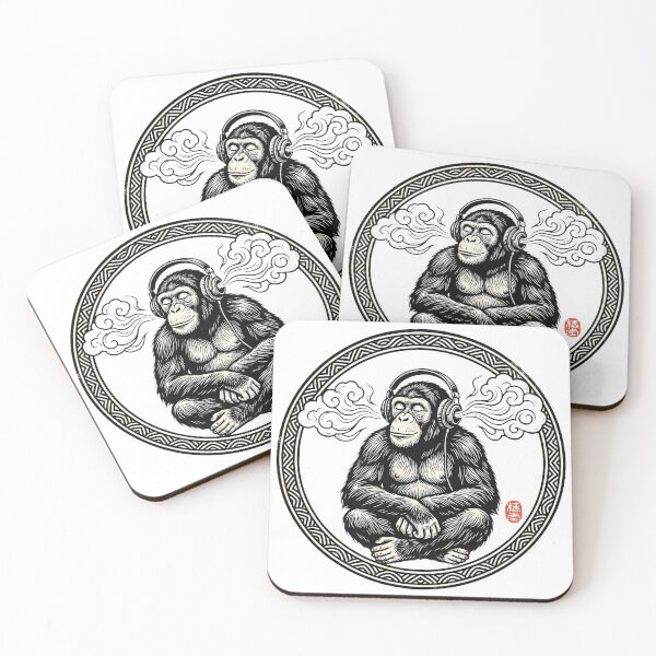 Item preview, Ukiyo-e Chimpanzee Headphones - Vintage Japanese Woodcut Lo-Fi Art designed and sold by DuckOddity.