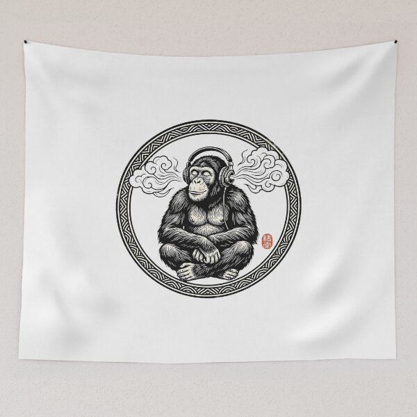 Item preview, Ukiyo-e Chimpanzee Headphones - Vintage Japanese Woodcut Lo-Fi Art designed and sold by DuckOddity.