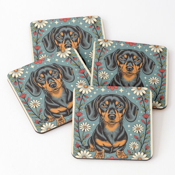 Item preview, A charming illustration of wide-eyed daschund dog. designed and sold by Ponted.
