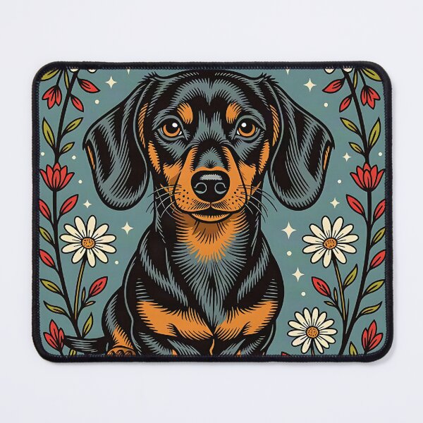 Item preview, A charming illustration of wide-eyed daschund dog. designed and sold by Ponted.