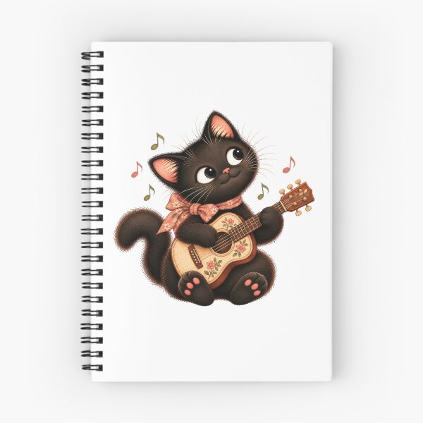 Item preview, Cute Black Cat Playing Guitar – Musical Cat designed and sold by INVITOARTE.