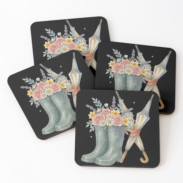 Item preview, Floral Rain Boots & Umbrella designed and sold by NatArtSA.