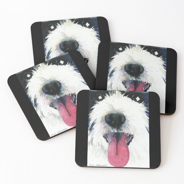 Item preview, Watercolor of an old English sheepdogs face with the tongue sticking out. designed and sold by aswoa.