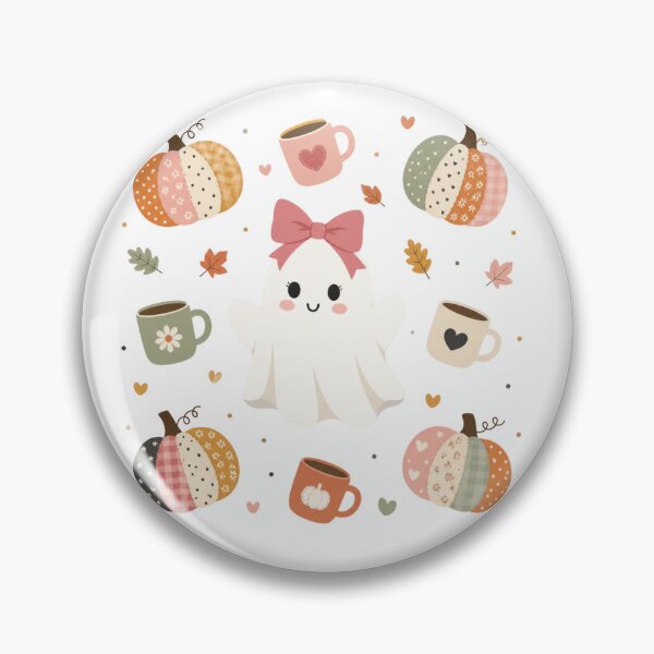 Item preview, Cute little ghost surrounded by her favorite Fall things designed and sold by RockyandMoonpie.