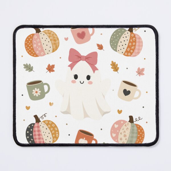 Item preview, Cute little ghost surrounded by her favorite Fall things designed and sold by RockyandMoonpie.