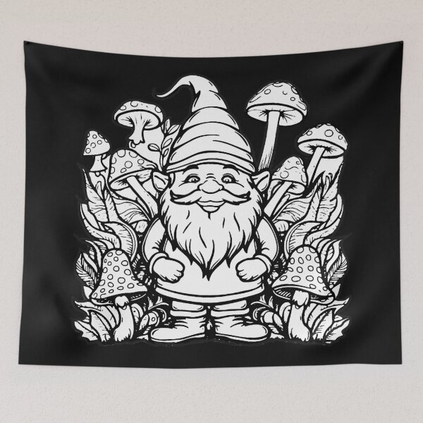 Item preview, Gnome in Mushroom Garden designed and sold by ViaARTfactory.