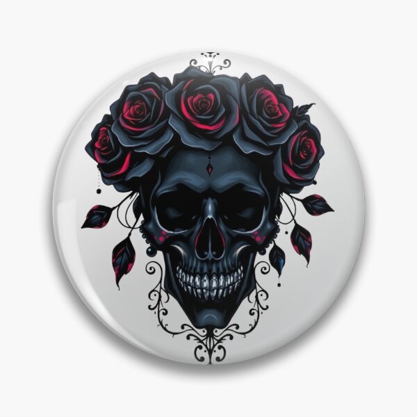 Item preview, Gothic Sugar Skull Rose Crown - Dark Filigree Tattoo Art designed and sold by ERODED SELF.