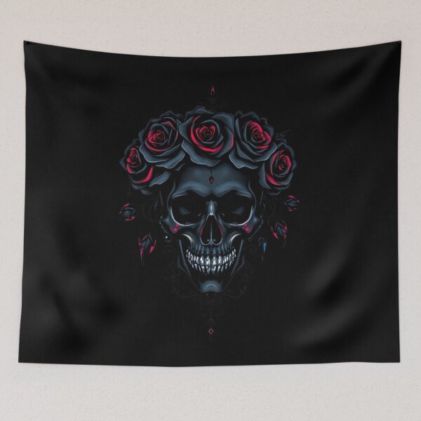 Item preview, Gothic Sugar Skull Rose Crown - Dark Filigree Tattoo Art designed and sold by ERODED SELF.