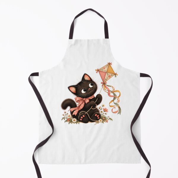 Item preview, Cute Black Cat Flying a Floral Kite – Spring Adventure designed and sold by INVITOARTE.