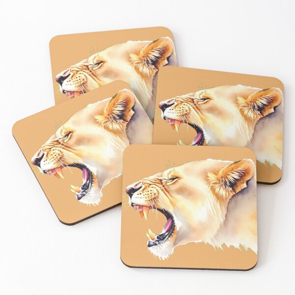 Item preview, Roaring Lioness Watercolor Painting | Dramatic African Wildlife Wall Art Print designed and sold by BLUESKY11a.
