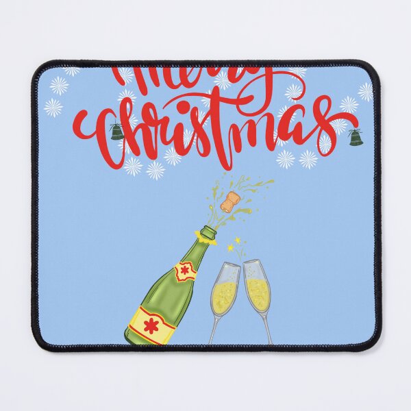 Item preview, Christmas-themed illustration with a bottle and two glasses designed and sold by artblonska.