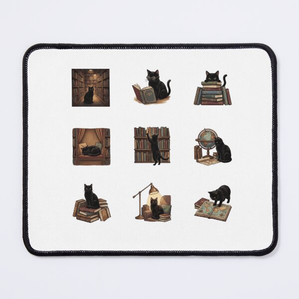 Item preview, Dark Academia Black Cat Bookish Reading Library Art designed and sold by mood-draftsman.