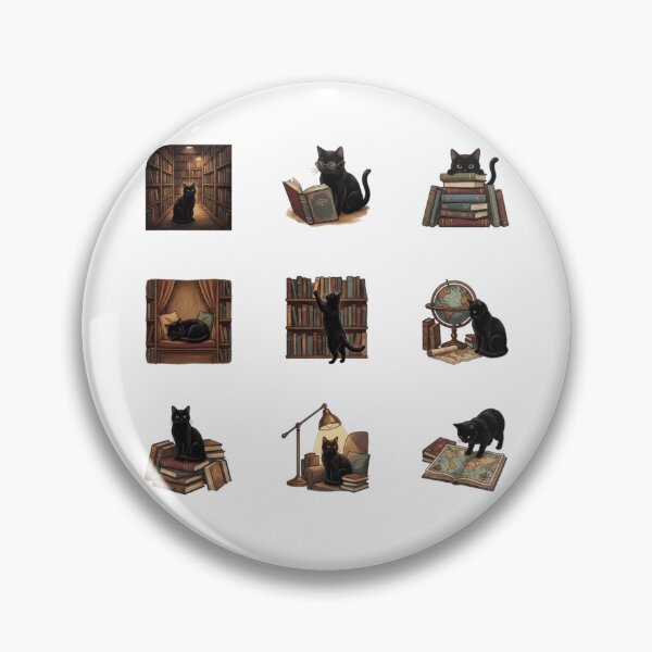 Item preview, Dark Academia Black Cat Bookish Reading Library Art    designed and sold by mood-draftsman.