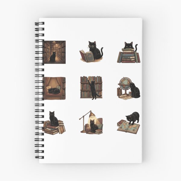 Item preview, Dark Academia Black Cat Bookish Reading Library Art    designed and sold by mood-draftsman.
