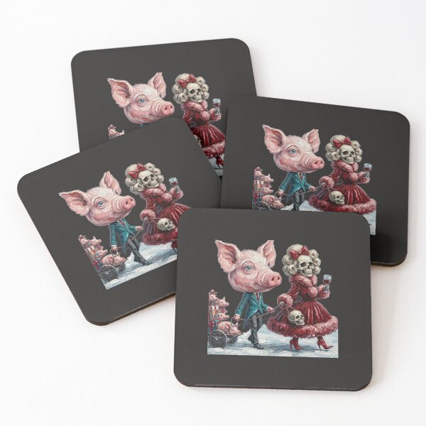 Item preview, Gothic Pig Aristocrat and Skeleton Lady Winter Stroll designed and sold by LujziWorld.