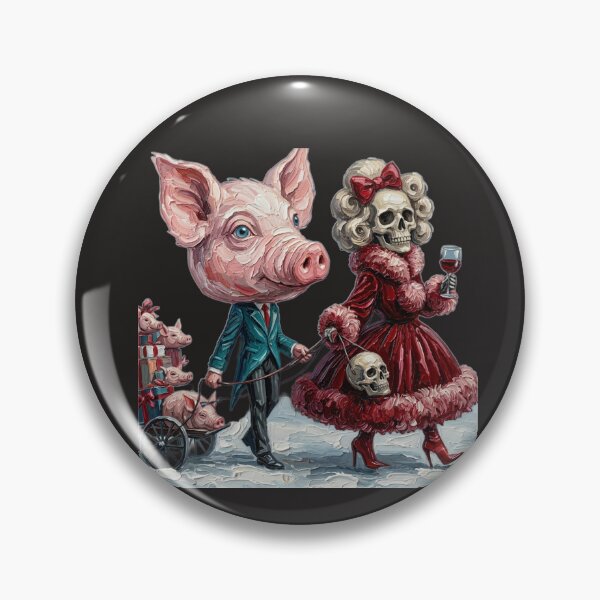 Item preview, Gothic Pig Aristocrat and Skeleton Lady Winter Stroll designed and sold by LujziWorld.