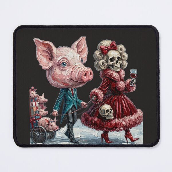 Item preview, Gothic Pig Aristocrat and Skeleton Lady Winter Stroll designed and sold by LujziWorld.