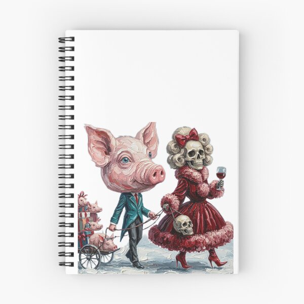 Item preview, Gothic Pig Aristocrat and Skeleton Lady Winter Stroll designed and sold by LujziWorld.