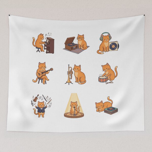Item preview, Musical Orange Tabby Cat Lofi Vinyl Record Musician Art    designed and sold by mood-draftsman.