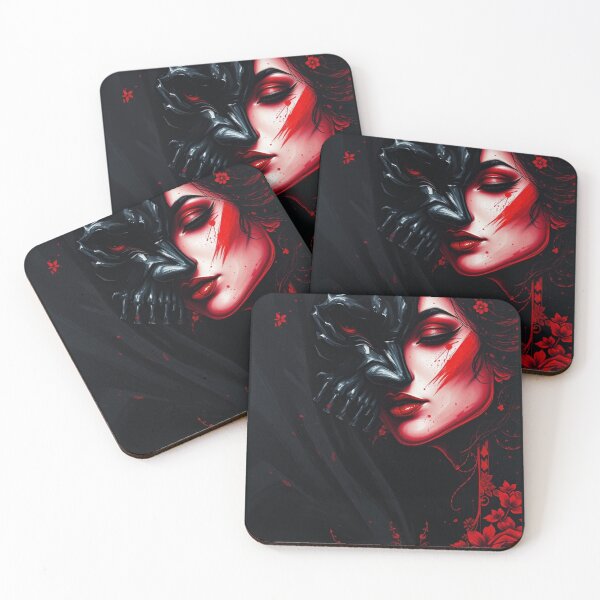 Item preview, Japanese Oni Mask Geisha - Dark Samurai Crimson Art designed and sold by ERODED SELF.