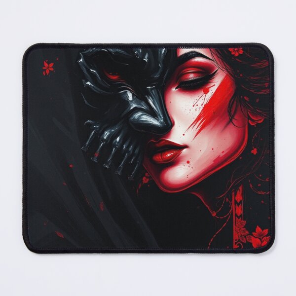 Item preview, Japanese Oni Mask Geisha - Dark Samurai Crimson Art designed and sold by ERODED SELF.