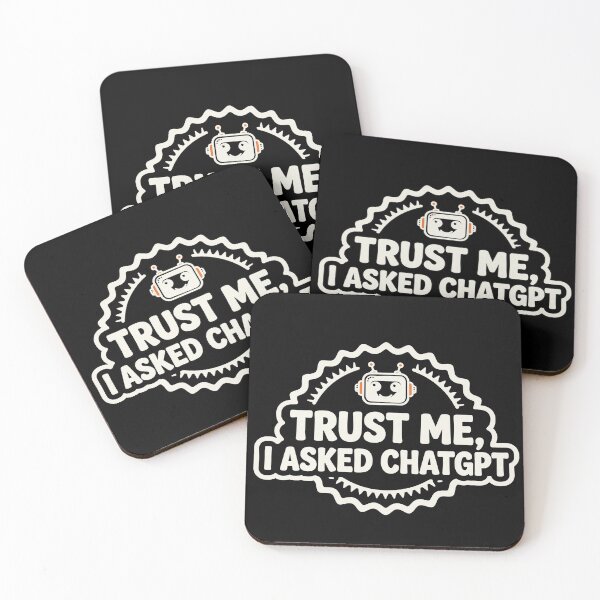 Item preview, Trust Me I Asked AI Funny Robot Badge Shirt Dark designed and sold by BerkleyCo.