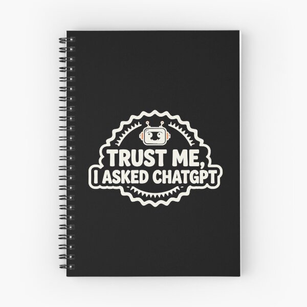 Item preview, Trust Me I Asked AI Funny Robot Badge Shirt Dark designed and sold by BerkleyCo.