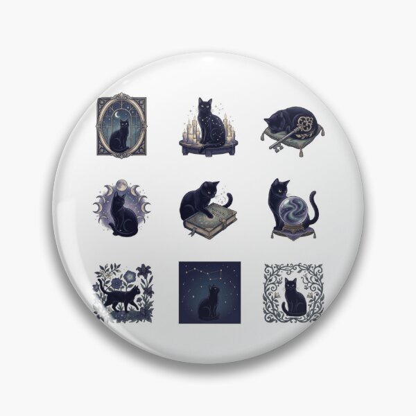 Item preview, Celestial Black Cat Mystical Witchcraft Moon Phases Art    designed and sold by mood-draftsman.