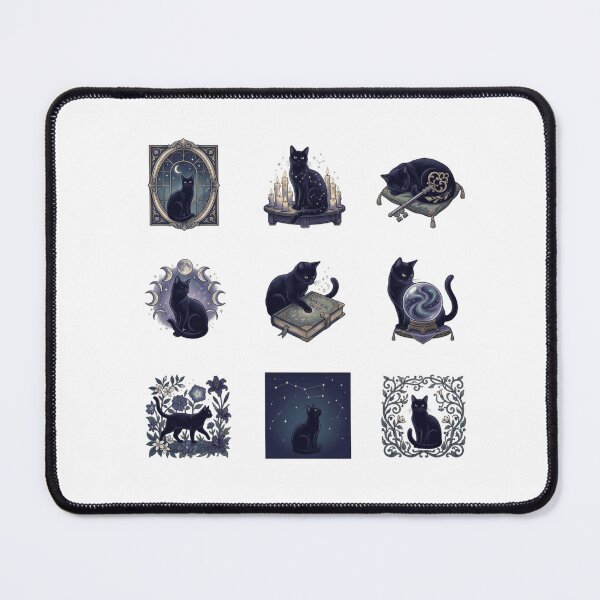 Item preview, Celestial Black Cat Mystical Witchcraft Moon Phases Art designed and sold by mood-draftsman.
