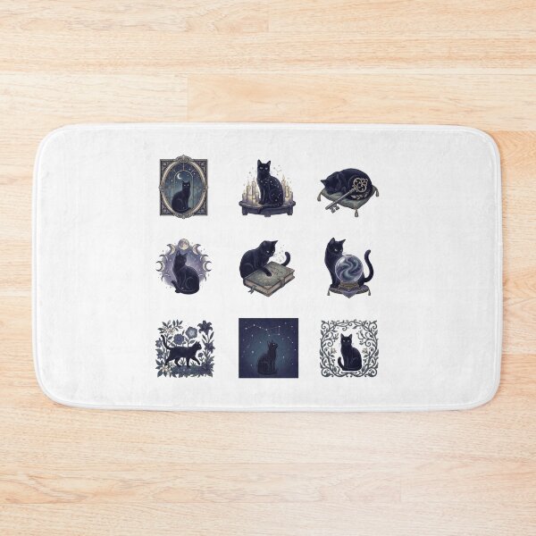 Item preview, Celestial Black Cat Mystical Witchcraft Moon Phases Art    designed and sold by mood-draftsman.