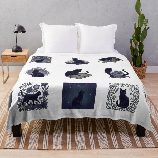 Item preview, Celestial Black Cat Mystical Witchcraft Moon Phases Art    designed and sold by mood-draftsman.