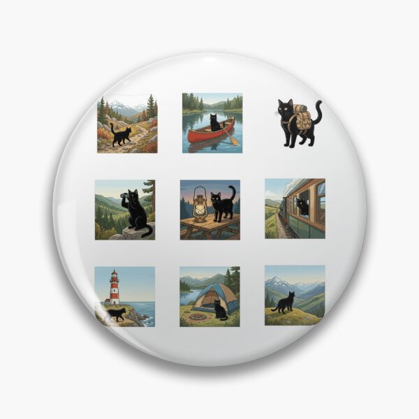 Item preview, Outdoor Adventure Black Cat Hiking Camping Nature Art    designed and sold by mood-draftsman.