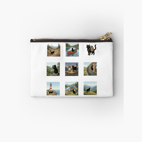 Item preview, Outdoor Adventure Black Cat Hiking Camping Nature Art    designed and sold by mood-draftsman.