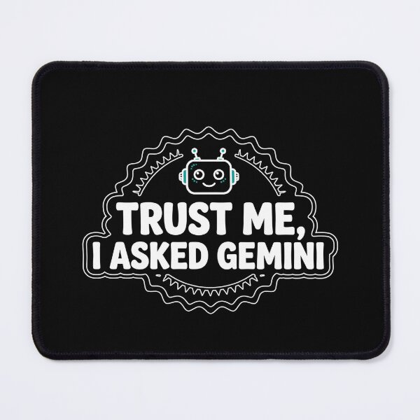Item preview, Trust Me I Asked the Chatbot Funny Robot Badge Shirt Dark designed and sold by BerkleyCo.