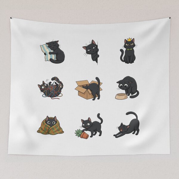 Item preview, Funny Black Cat Antics Mischievous Goofy Feline Art designed and sold by mood-draftsman.